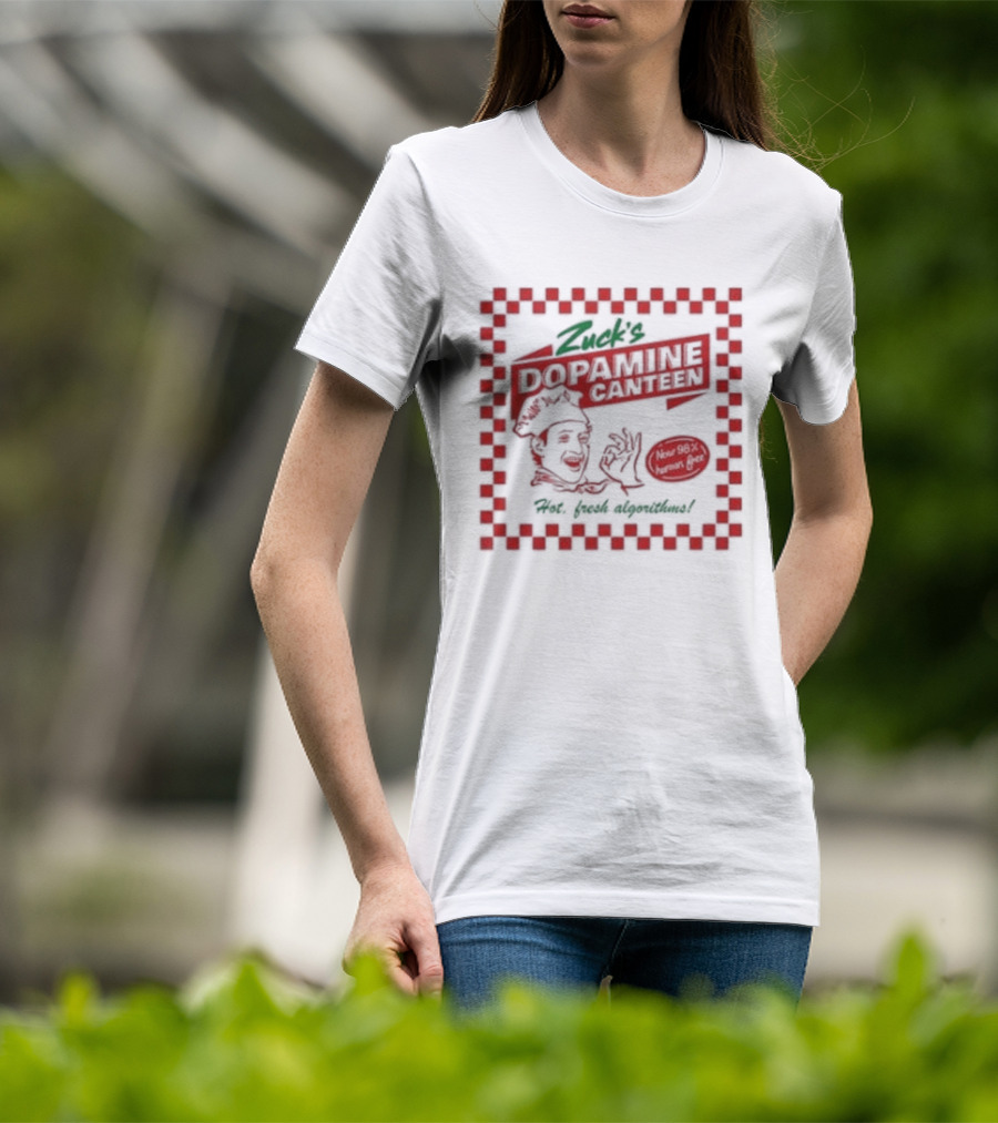 Zuck's Dopamine Canteen Red Retro Illustration By Jim'll Paint It T-Shirt