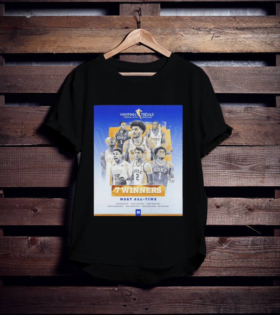 Wayman Tisdale Freshman Of The Year Award Duke Blue Devils 7 Winners Most All Time T-Shirt