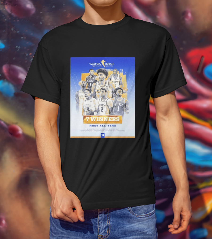 Wayman Tisdale Freshman Of The Year Award Duke Blue Devils 7 Winners Most All Time T-Shirt