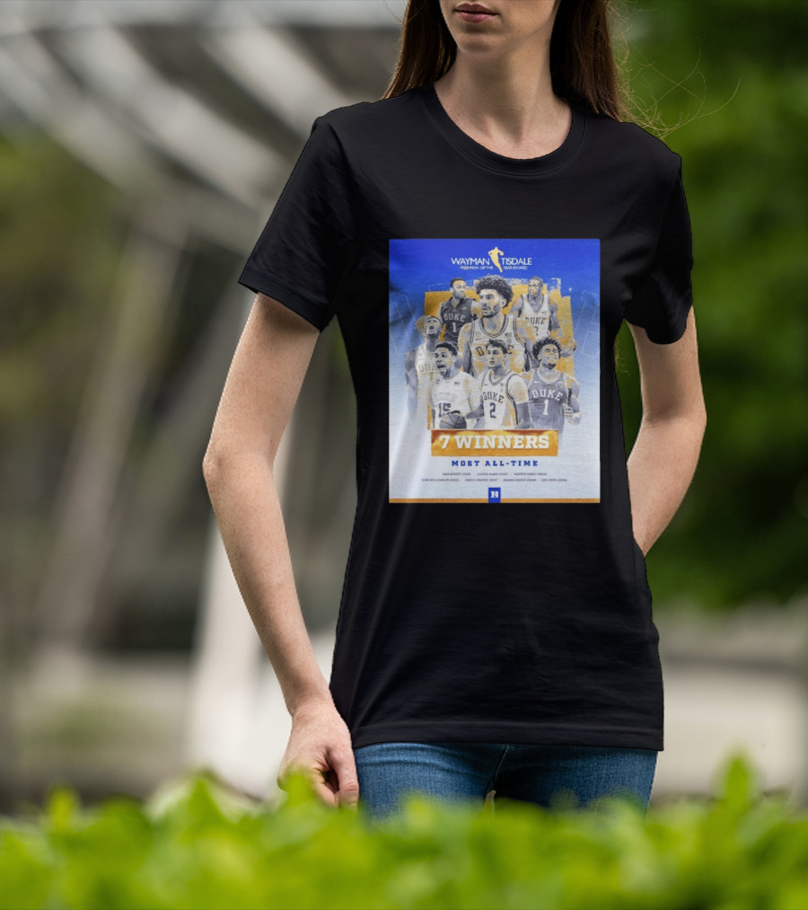 Wayman Tisdale Freshman Of The Year Award Duke Blue Devils 7 Winners Most All Time T-Shirt
