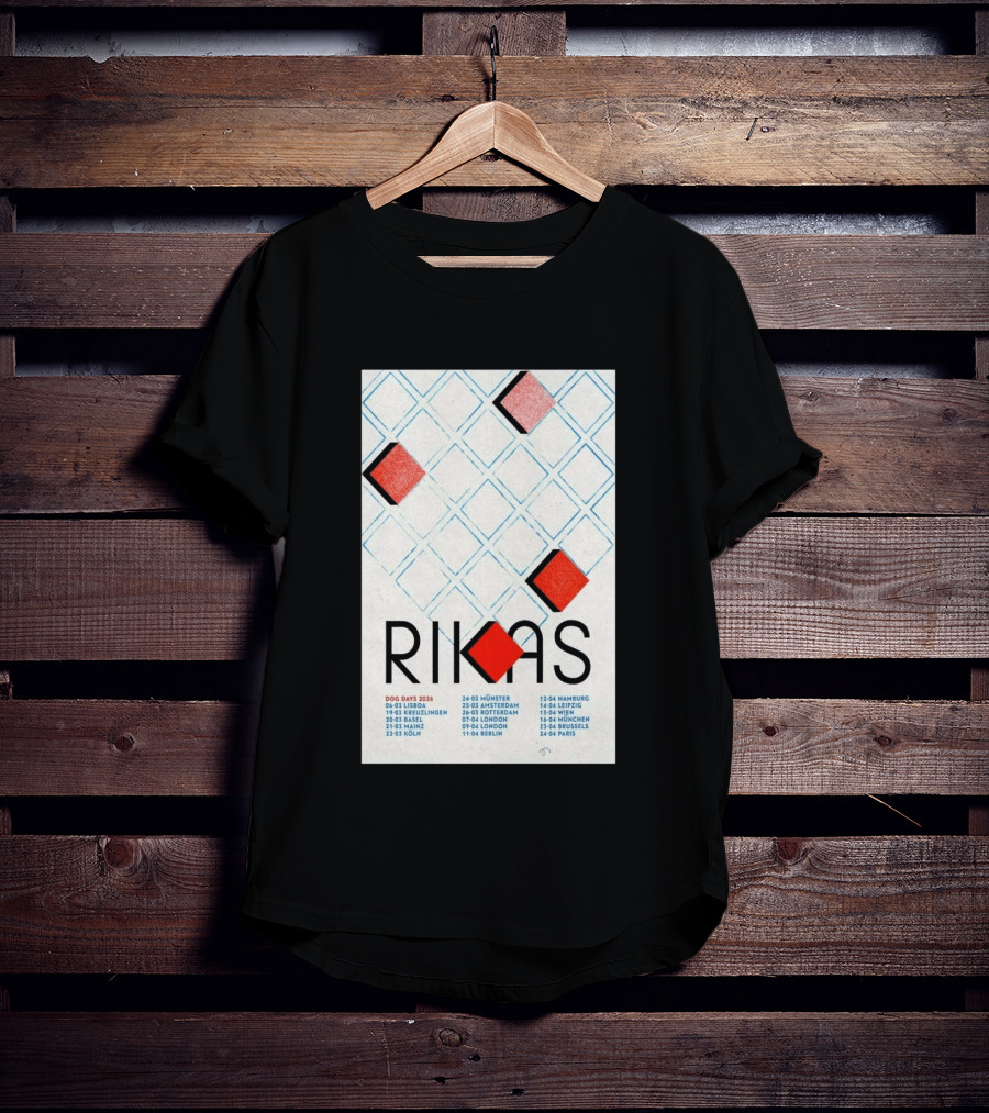 Rikas Dog Days Tour 2026 Lisbon Kreuzlingen Basel Mainz Koln Munster Amsterdam Rotterdam London Berlin Hamburg Leipzig Wien Munchen Brussels Paris T-Shirt