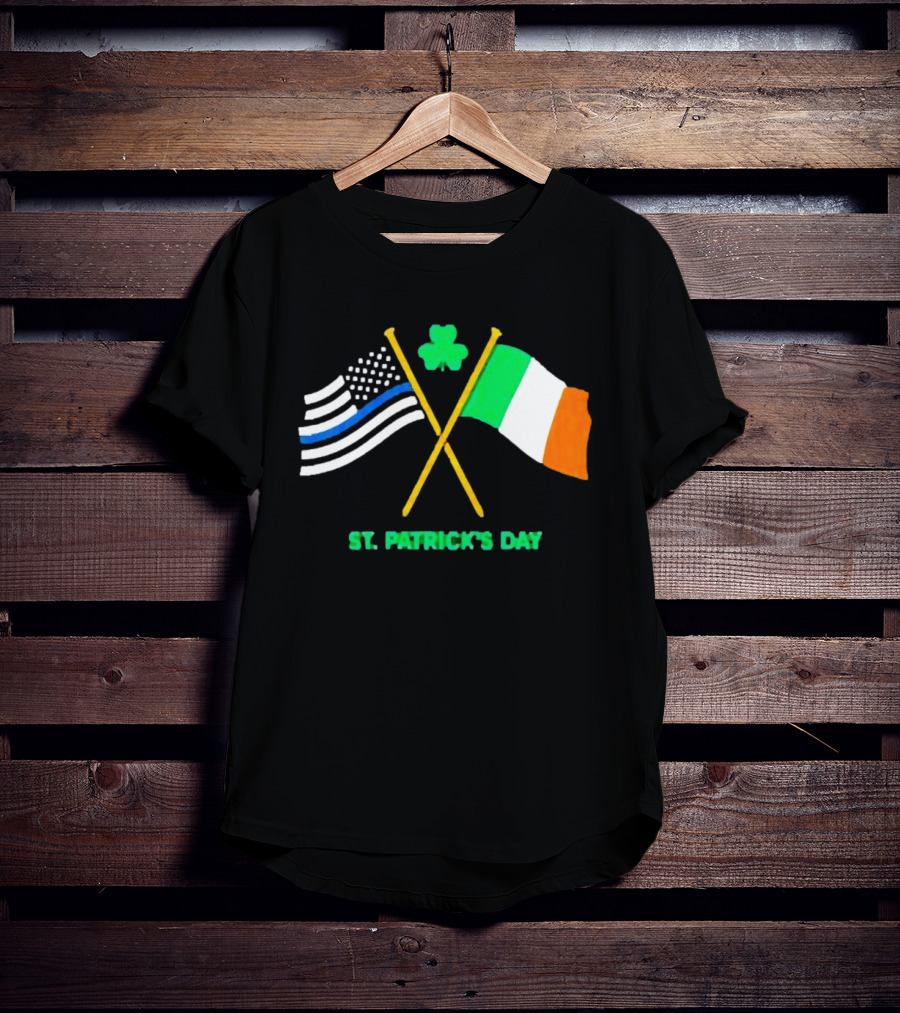 St. Patrick's Day American And Irish Flag Shamrock Celebration T-Shirt