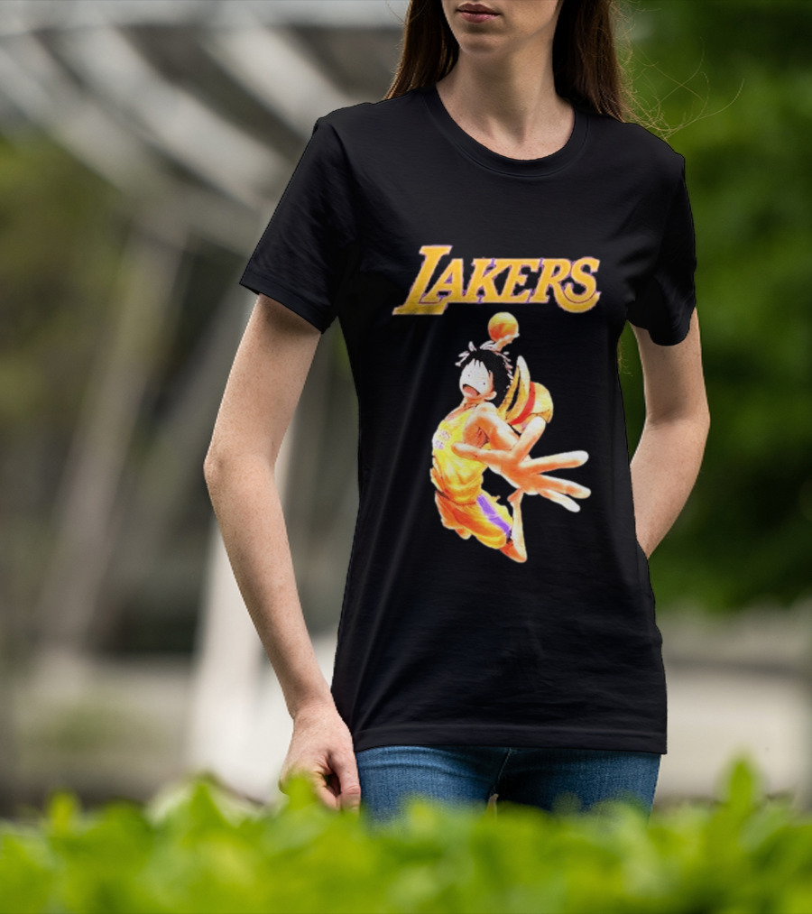 One Piece Luffy Basketball Lakers Crossover Collaboration T-Shirt