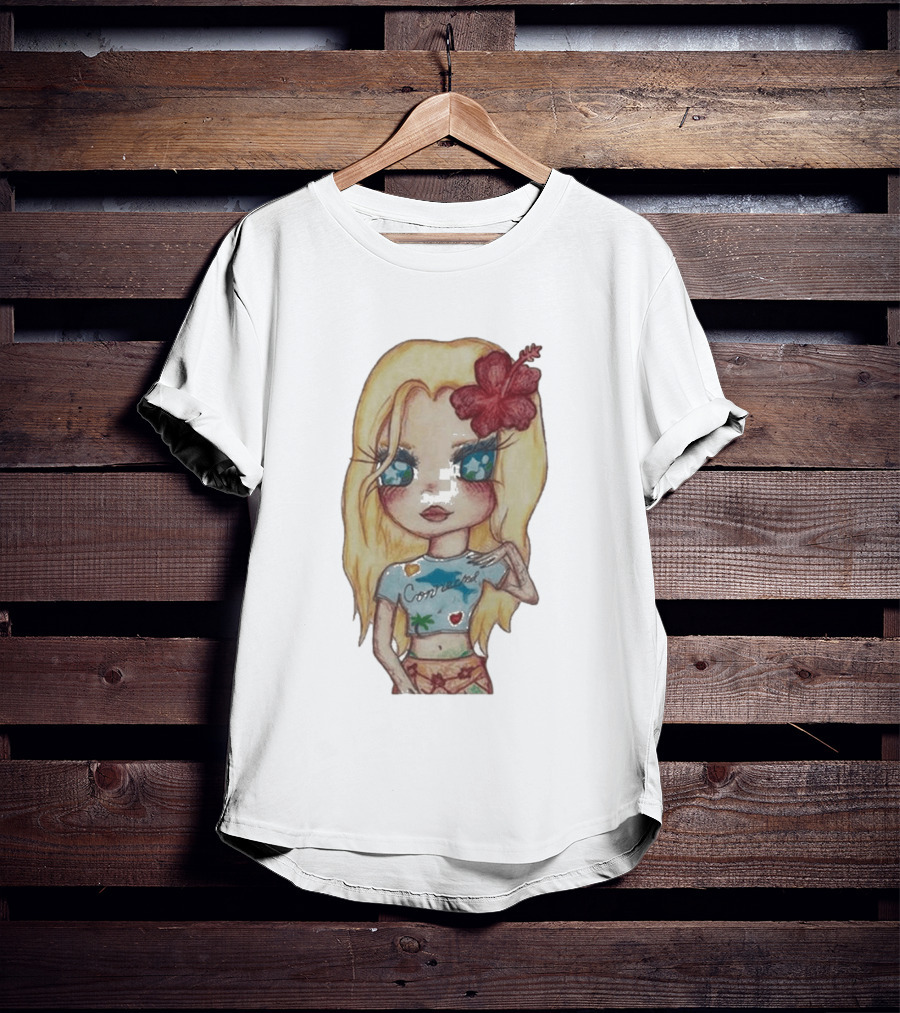Zara Larsson Midnight Sun Tour 2025 Cartoon Illustration With Blonde Girl And Red Flower T-Shirt
