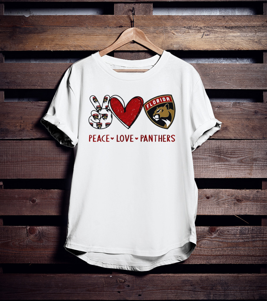 Peace Heart Florida Panthers NHL Fan Gear T-Shirt