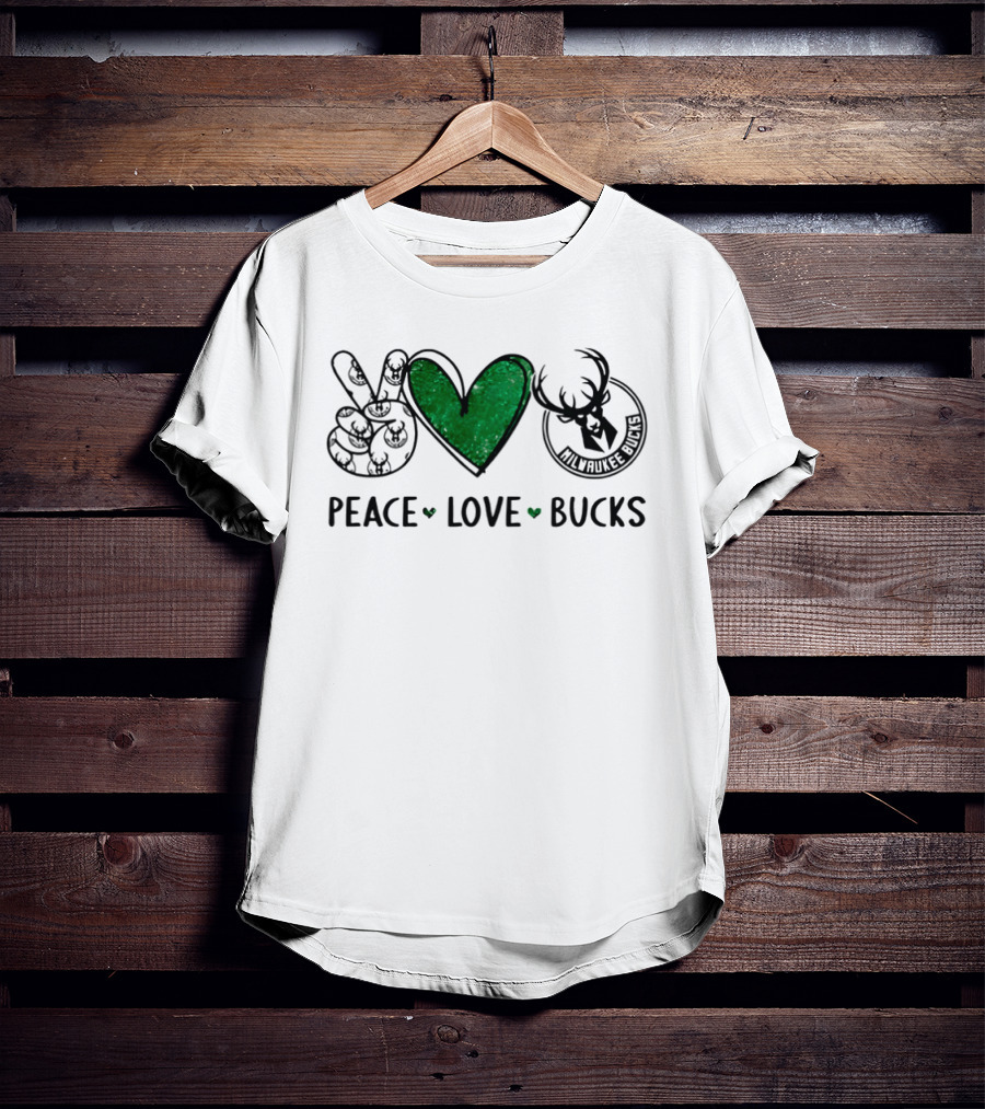 Peace Love Milwaukee Bucks NBA Basketball Team Fan T-Shirt