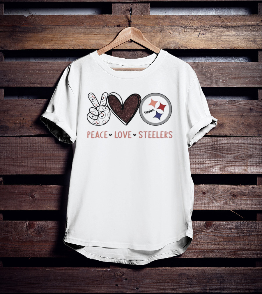 Peace Love Steelers NFL Team Symbol Fan T-Shirt