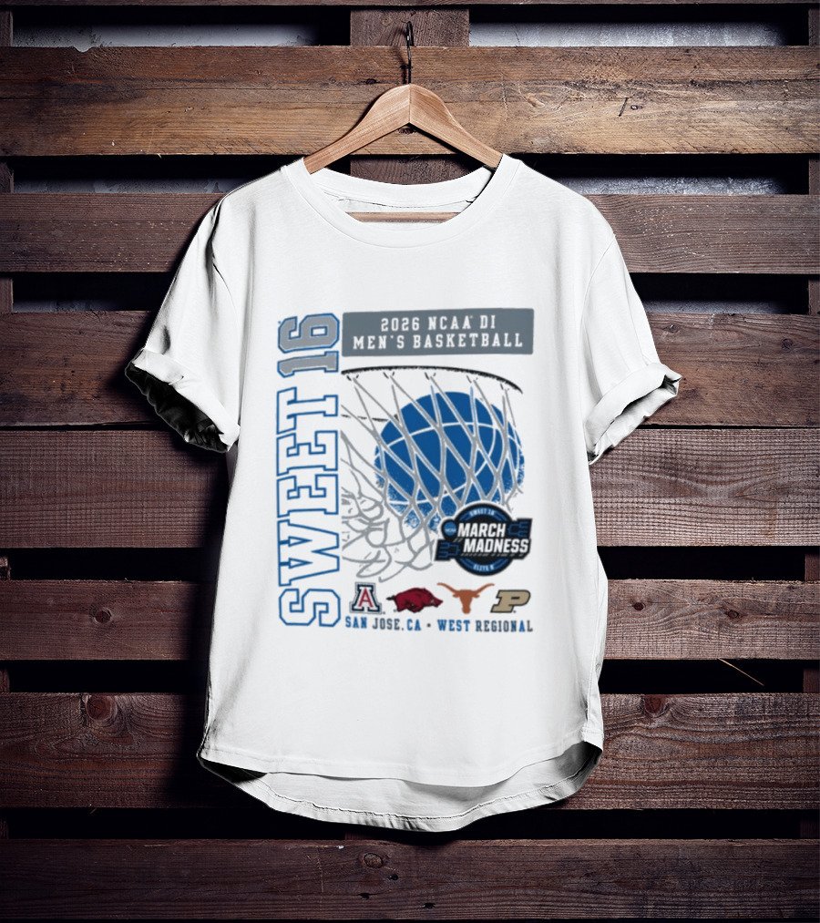 Sweet 16 March Madness 2026 NCAA DI Men's Basketball Tournament San Jose CA West Regional T-Shirt