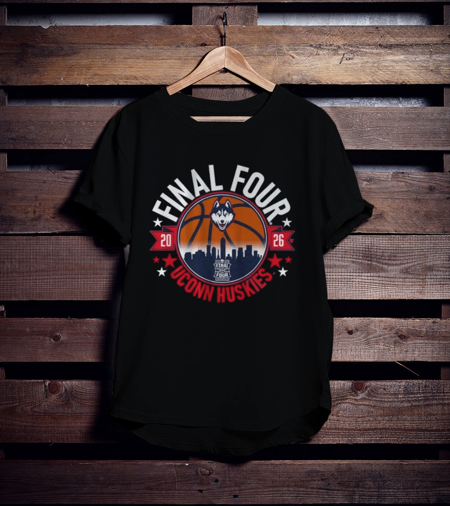 UConn Huskies 2026 Final Four Basketball Skyline Stars T-Shirt