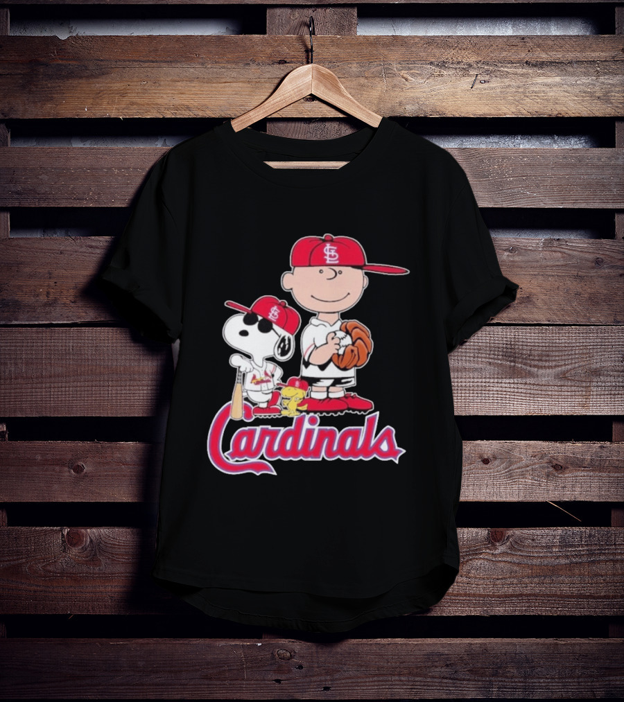 St. Louis Cardinals Peanuts Snoopy Charlie Brown Woodstock Baseball T-Shirt