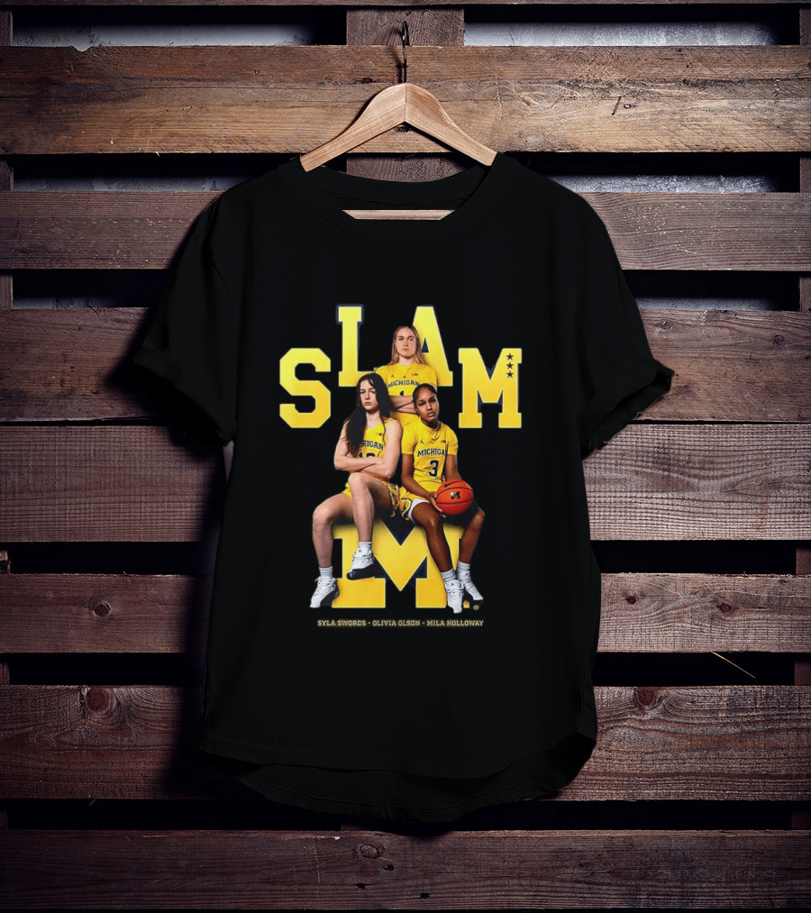 Mila Holloway Olivia Olson Syla Swords SLAM Michigan Wolverines Basketball T-Shirt