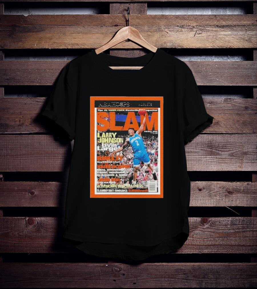 NBA Hoops Larry Johnson Livin Large Charlotte Hornets Slam Premier Issue 2021 22 Panini T-Shirt