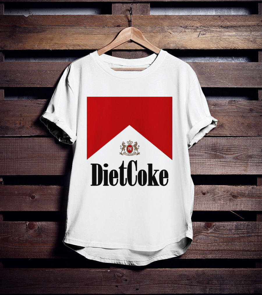 Diet Coke Marlboro Cigarettes Red V Shape PM Crest T-Shirt