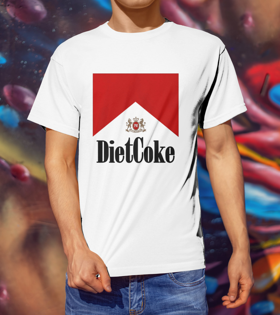 Diet Coke Marlboro Cigarettes Red V Shape PM Crest T-Shirt