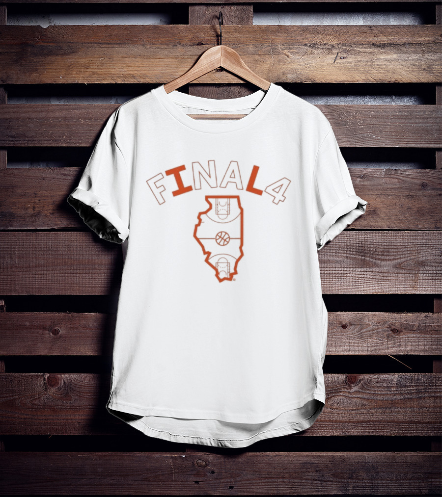 Illinois Men's Basketball Final 4 State Map T-Shirt