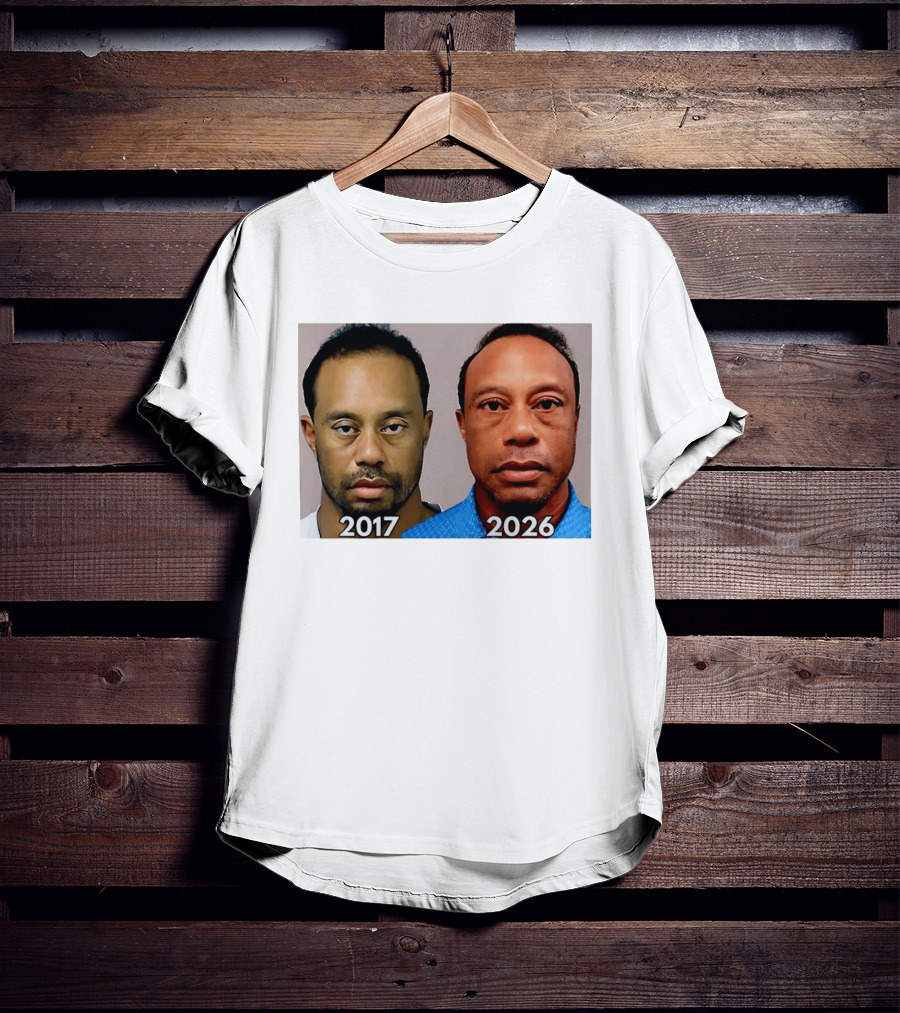 Tiger Woods Shot 2017 And 2026 Comparison T-Shirt