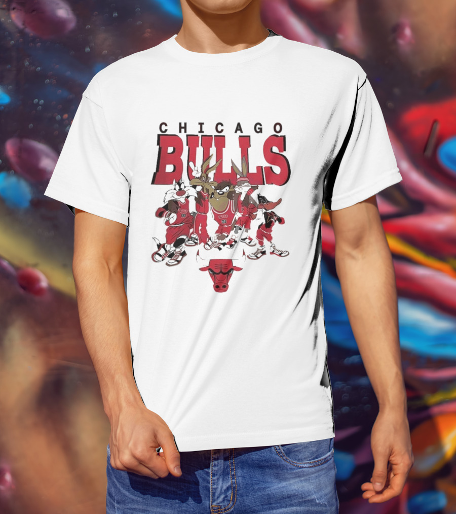 Chicago Bulls Looney Tunes NBA Basketball Characters Collab T-Shirt