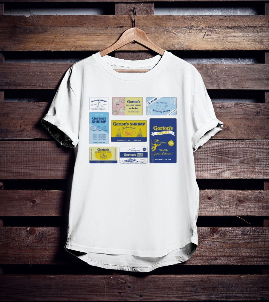 Gorton's Seafood Shrimp Box Collection Gloucester MA Vintage Packaging T-Shirt