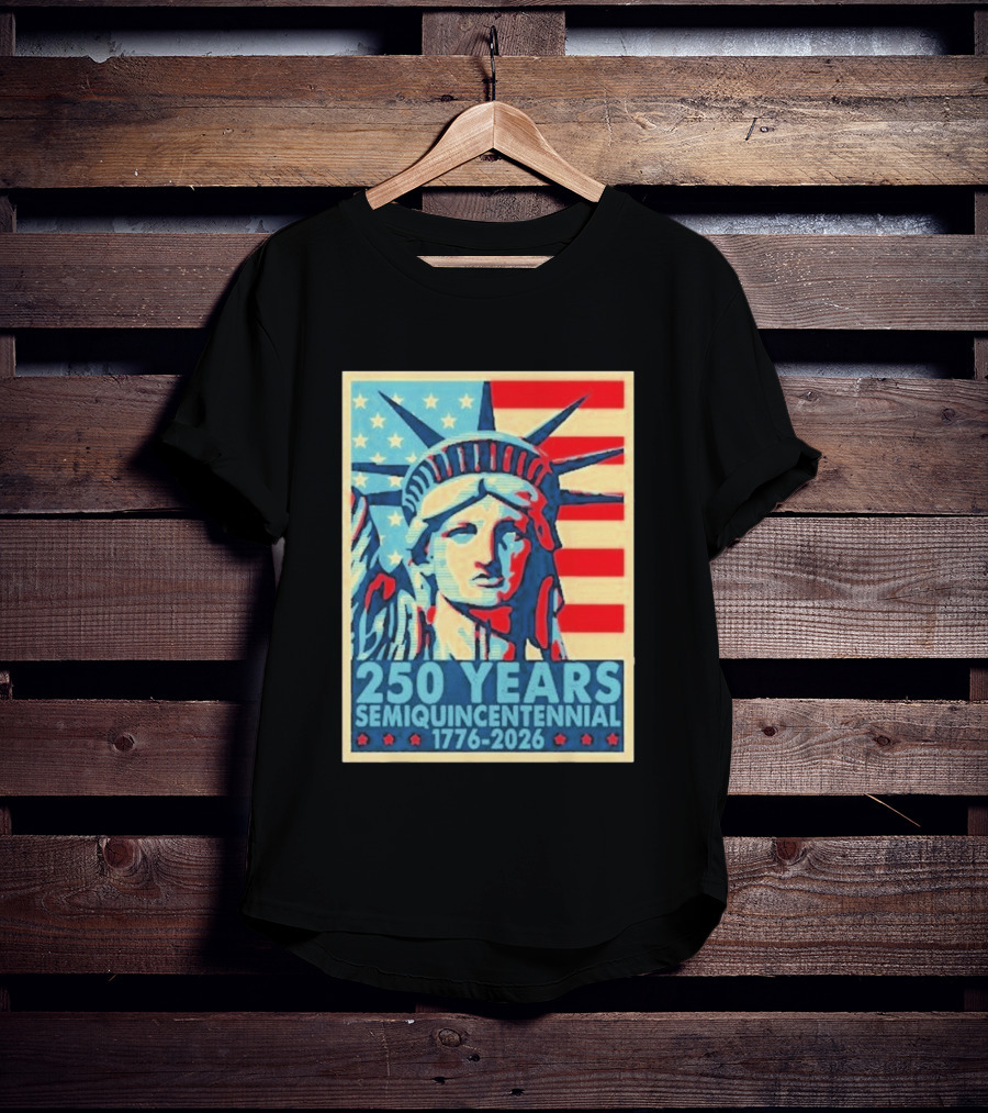 250 Years 1776 2026 Lady Liberty Semiquincentennial With American Flag T-Shirt