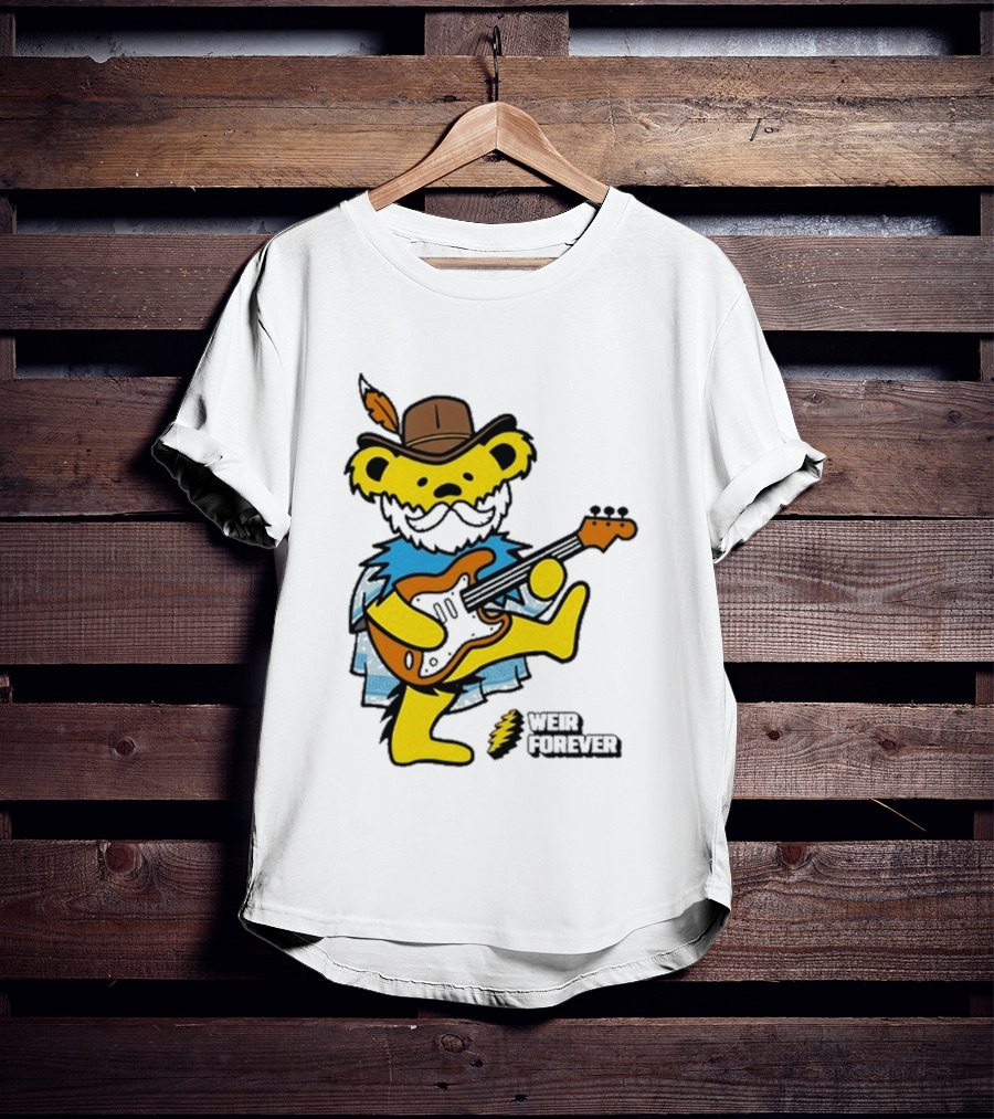 Weir Forever Blue Bear Playing Guitar T-Shirt
