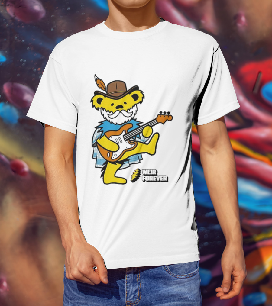 Weir Forever Blue Bear Playing Guitar T-Shirt