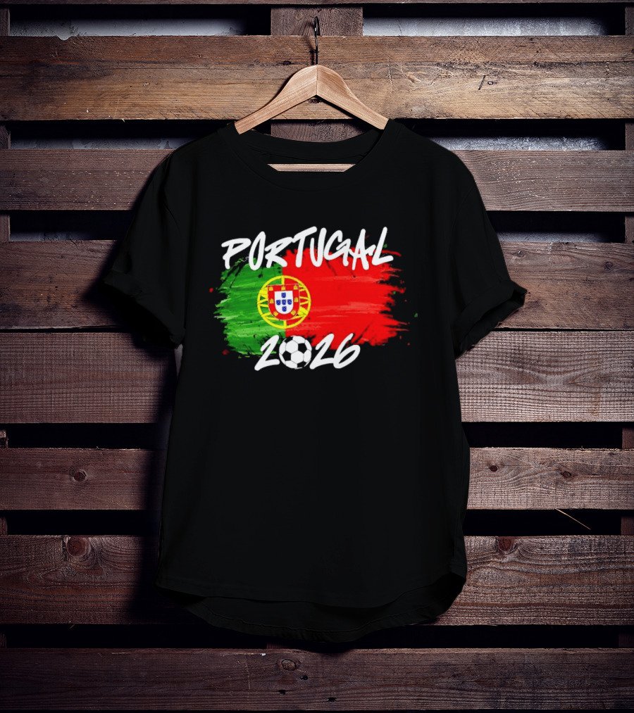 Portugal 2026 Flag With Soccer Ball Paintbrush T-Shirt