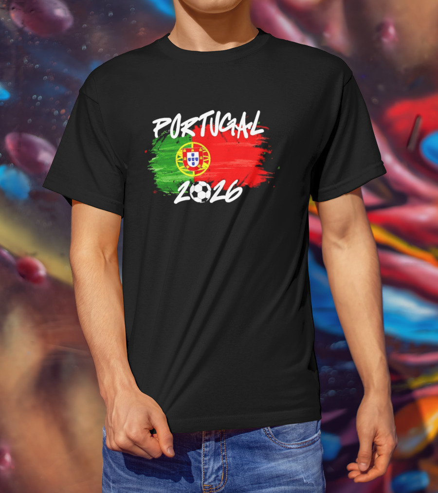 Portugal 2026 Flag With Soccer Ball Paintbrush T-Shirt