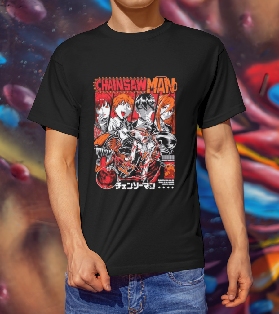 Chainsaw Man Manga Characters Reze Denji Power Aki Hayakawa Manga Cover T-Shirt