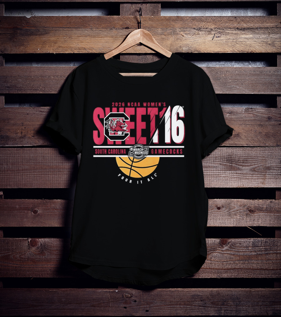 South Carolina Gamecocks NCAA Women's Basketball 2026 Sweet 16 Four It All Basketball T-Shirt