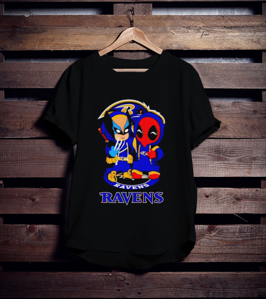 Baltimore Ravens Marvel Wolverine Deadpool True Friends Fan Gear T-Shirt