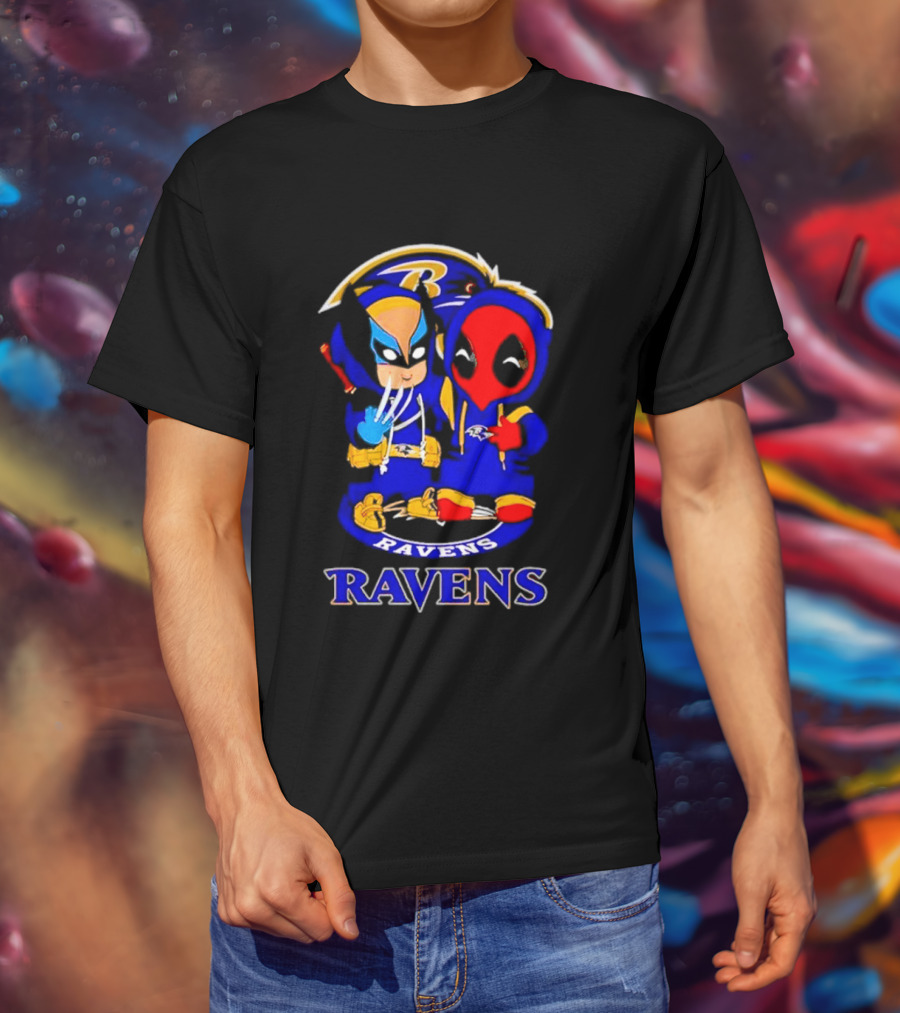 Baltimore Ravens Marvel Wolverine Deadpool True Friends Fan Gear T-Shirt