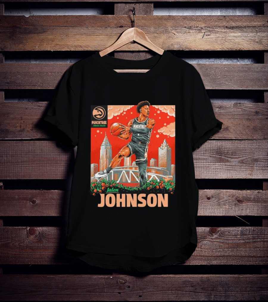Atlanta Hawks Jalen Johnson Peachtree Skyline Basketball T-Shirt