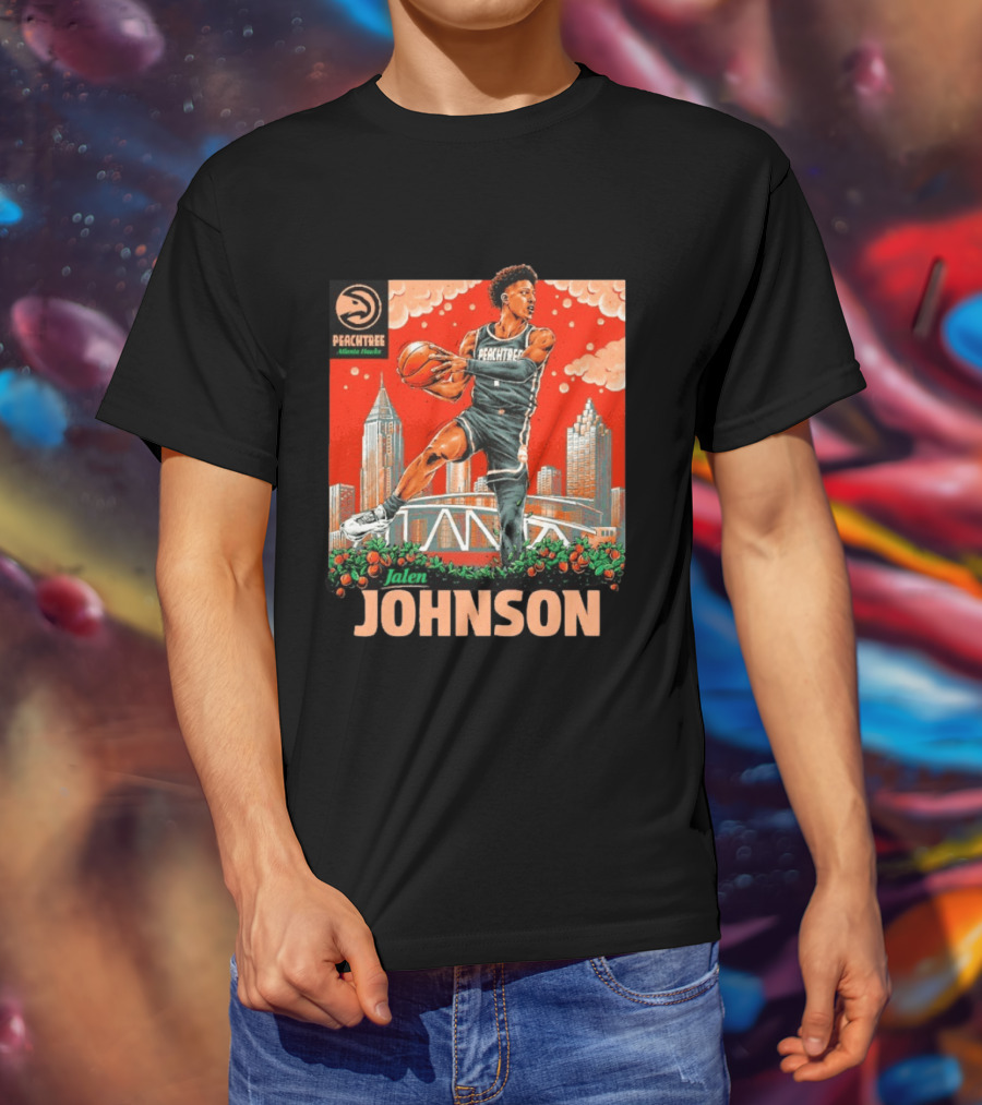 Atlanta Hawks Jalen Johnson Peachtree Skyline Basketball T-Shirt