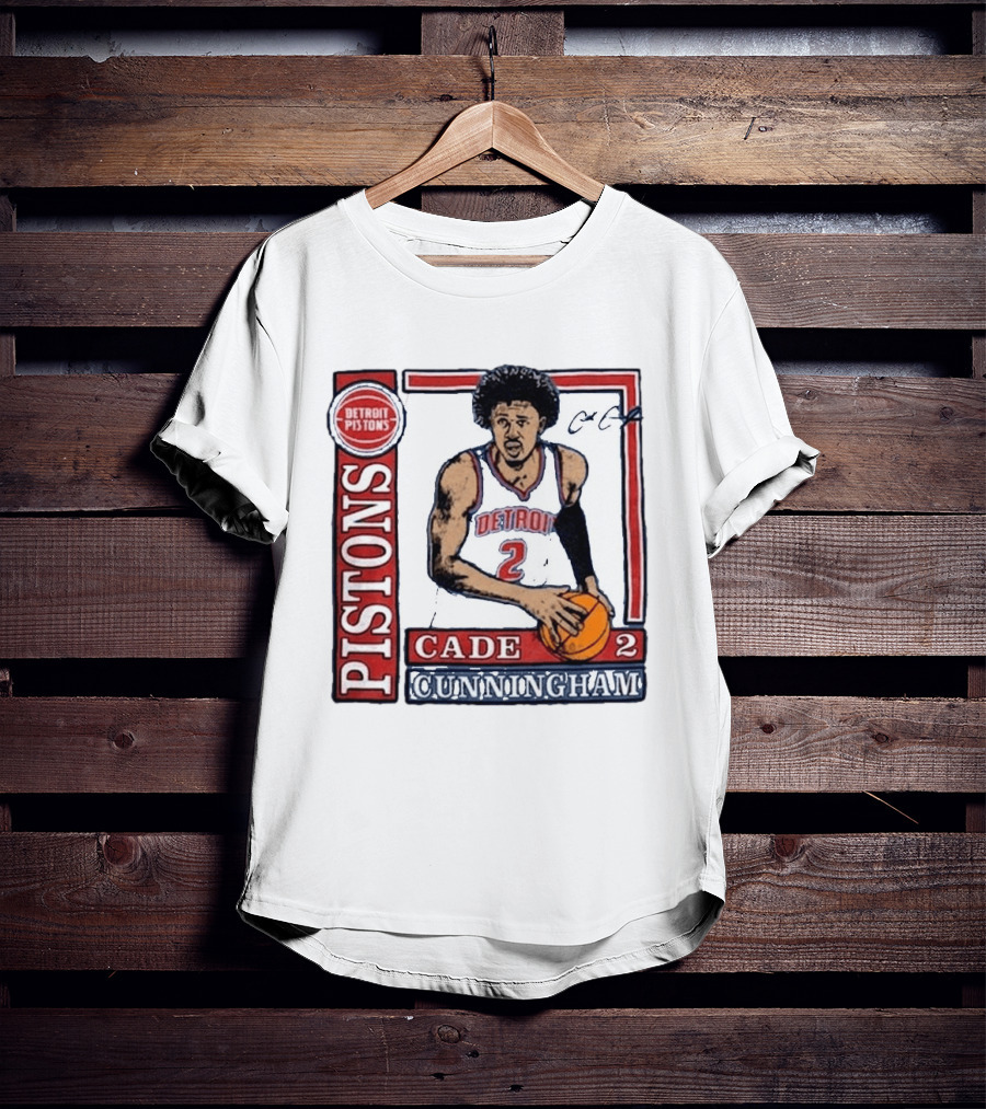 Detroit Pistons Cade Cunningham Basketball Number 2 T-Shirt