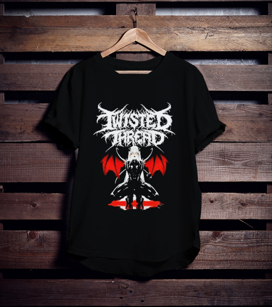 Twisted Thread Dark Angel Red Wings White T-Shirt
