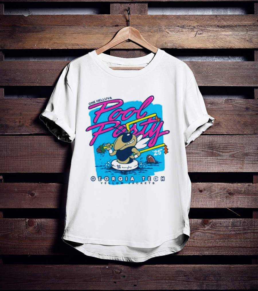 Georgia Tech Yellow Jackets Pool Party Buzz Drinking Summer Vibes T-Shirt
