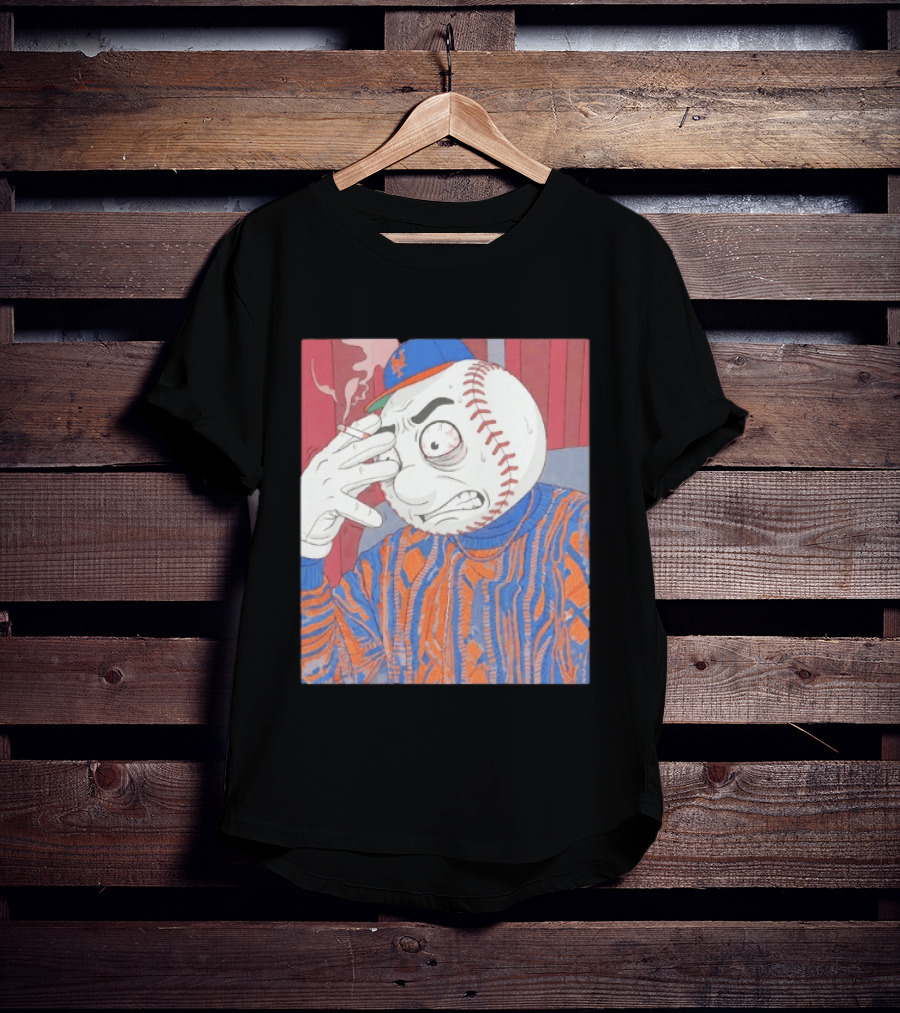 Mr. Met Stressed Smoking New York Mets Baseball Fan T-Shirt