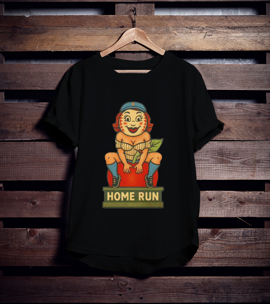 Mrs Met Home Run New York Mets Vintage Baseball Pin Up T-Shirt