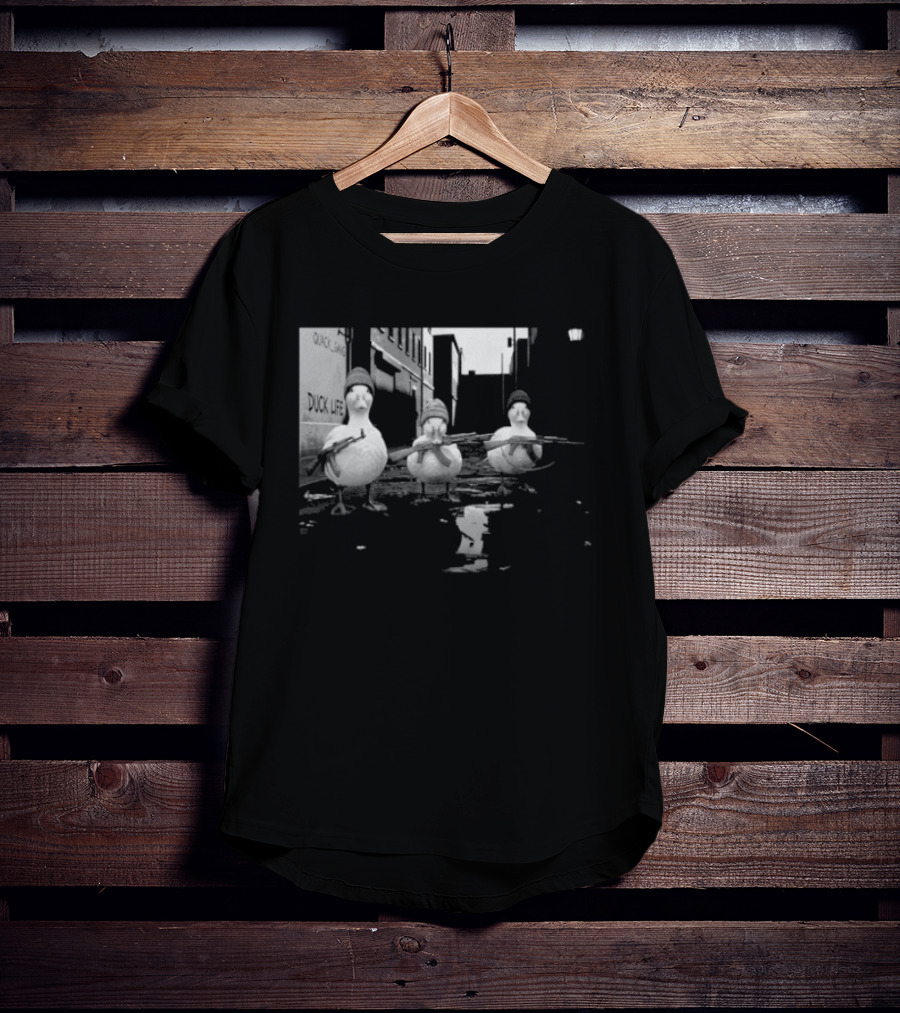 Quack Gang Duck Life Street Scene With Armed Ducks T-Shirt