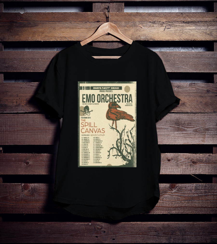 Emo Orchestra USA Tour 2026 With The Spill And Greywind Tour Dates T-Shirt