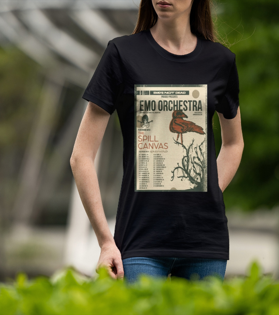 Emo Orchestra USA Tour 2026 With The Spill And Greywind Tour Dates T-Shirt
