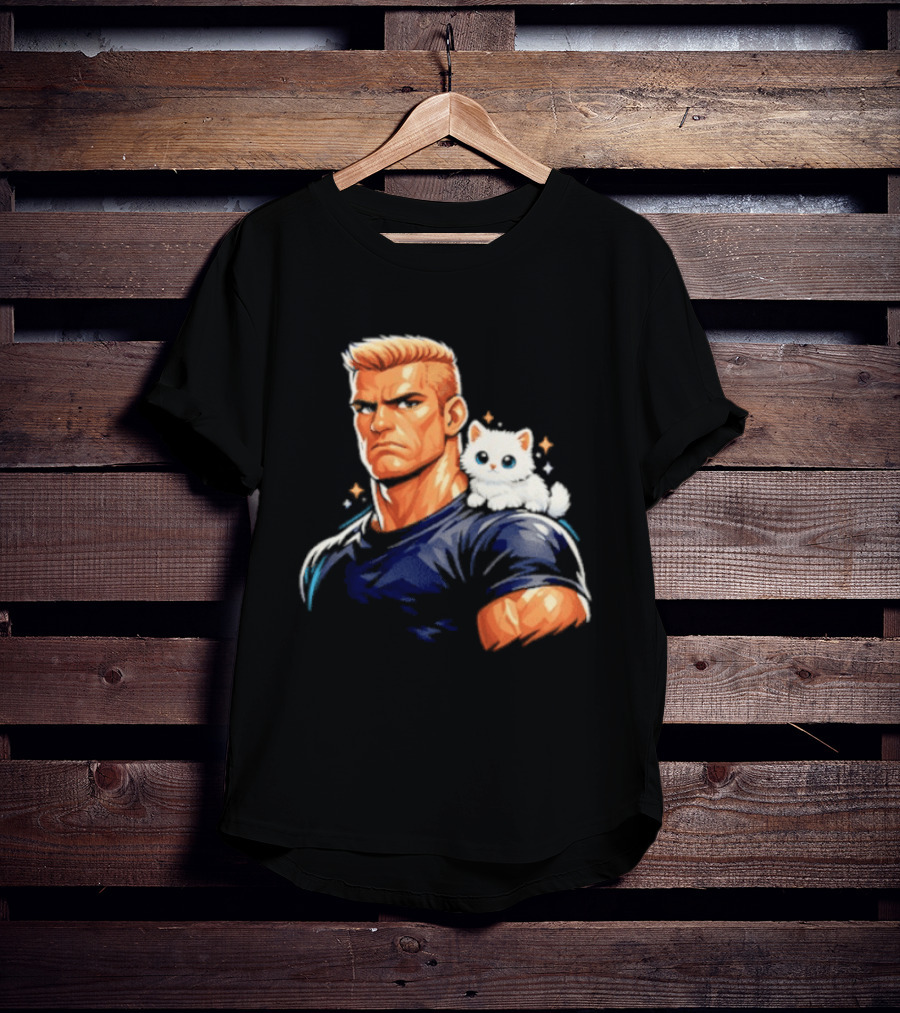 GigaChad With Tiny Cat Meme Buff Aesthetic T-Shirt