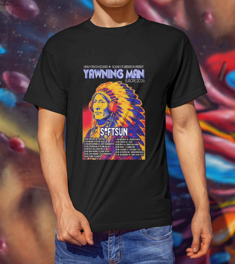 Heavy Psych Sounds Yawning Man Softsun Europe 2026 Tour T-Shirt