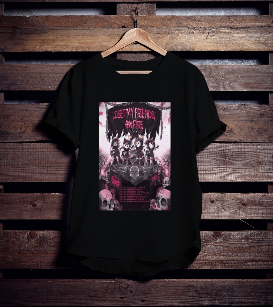 I Set My Friends On Fire Warped Tour 2026 Concert Tour Dates Skulls Chains T-Shirt