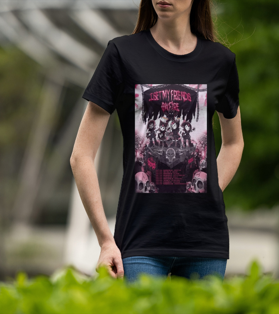 I Set My Friends On Fire Warped Tour 2026 Concert Tour Dates Skulls Chains T-Shirt
