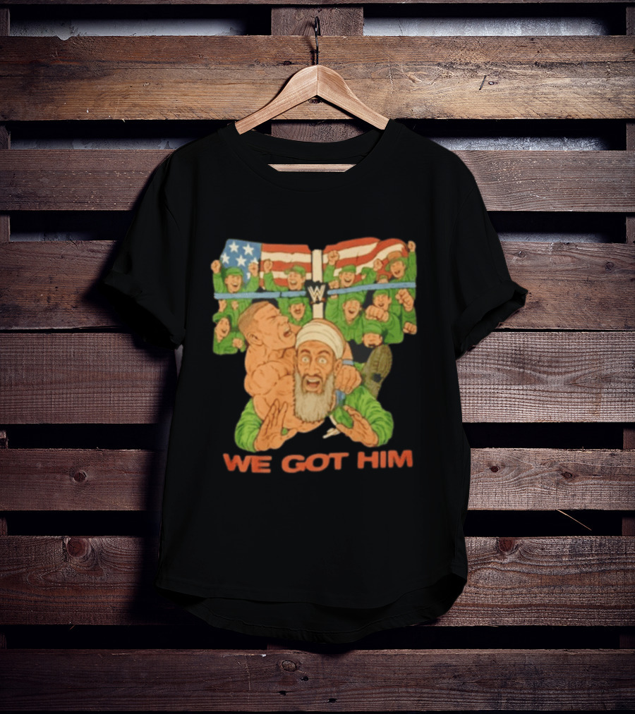 John Cena Vs Osama Bin Laden WWE We Got Him Victory USA Flag T-Shirt