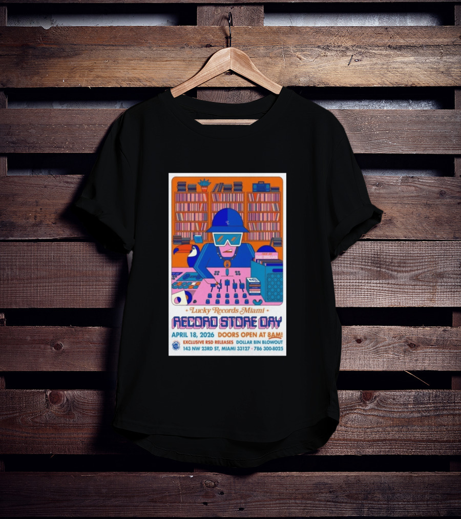 Lucky Records Miami Record Store Day April 18 2026 Exclusive RSD Releases Dollar Bin Blowout T-Shirt