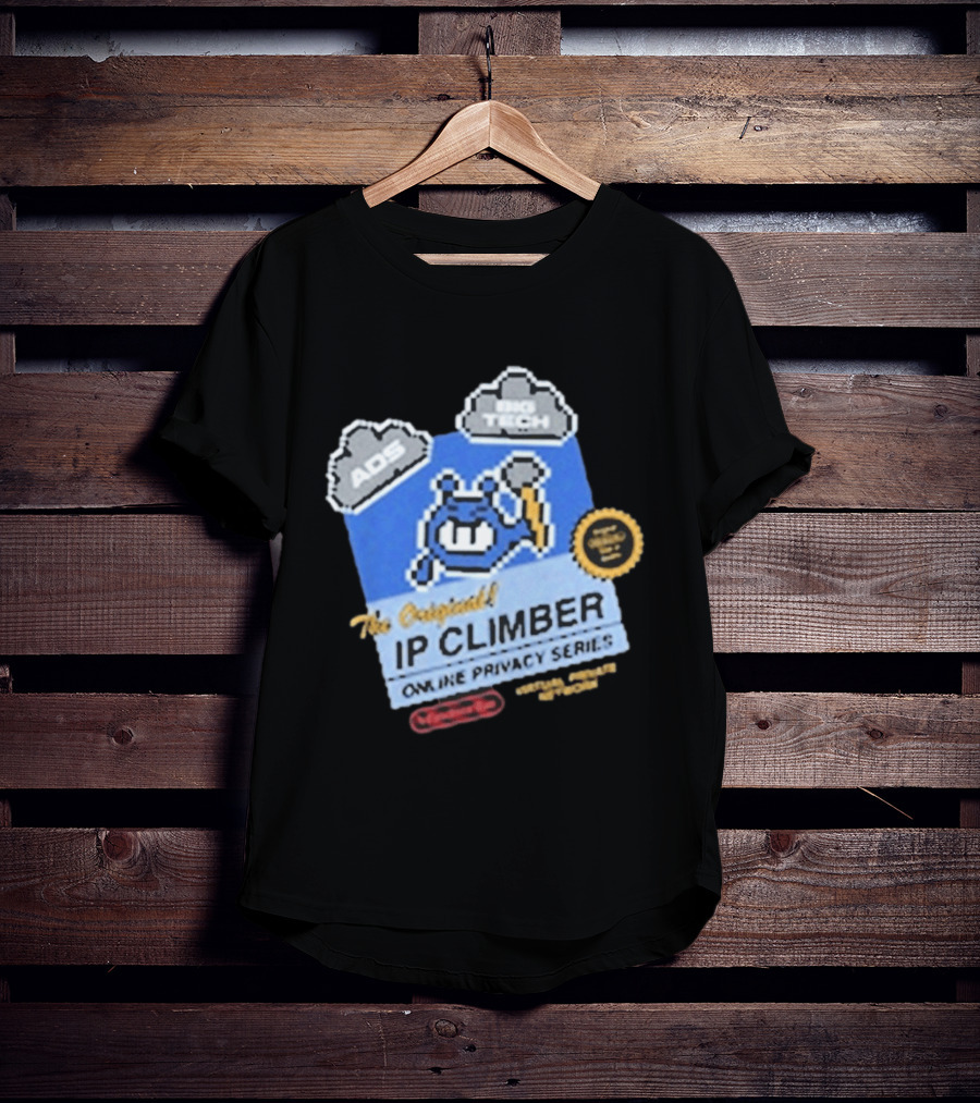 The Original IP Climber Online Privacy Series Retro Tech AOS Pixel Gaming T-Shirt
