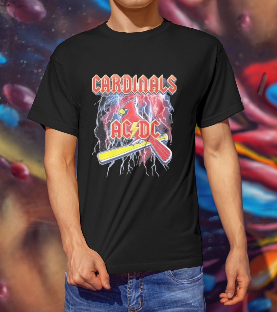 Cardinals AC DC Lightning Bat Baseball T-Shirt