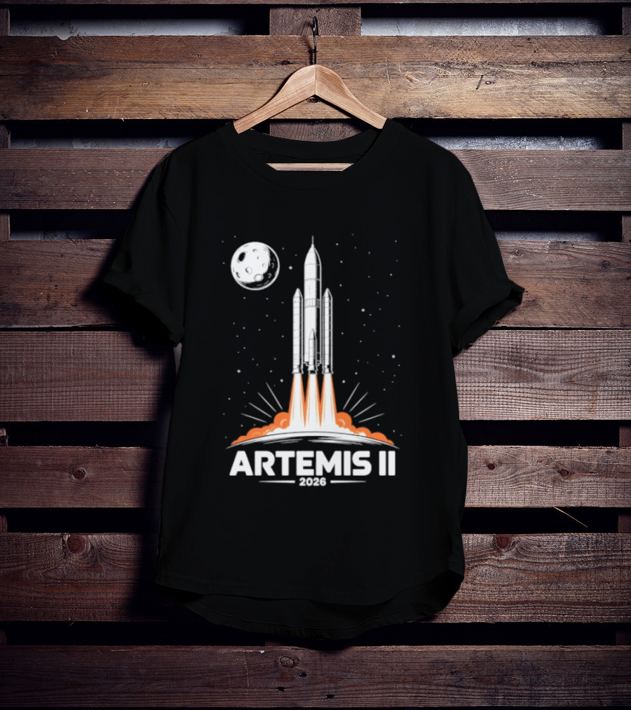 Artemis II 2026 Rocket Launch To The Moon With Spacecraft And Moon T-Shirt